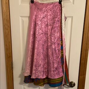 Pink Floral Wrap Skirt